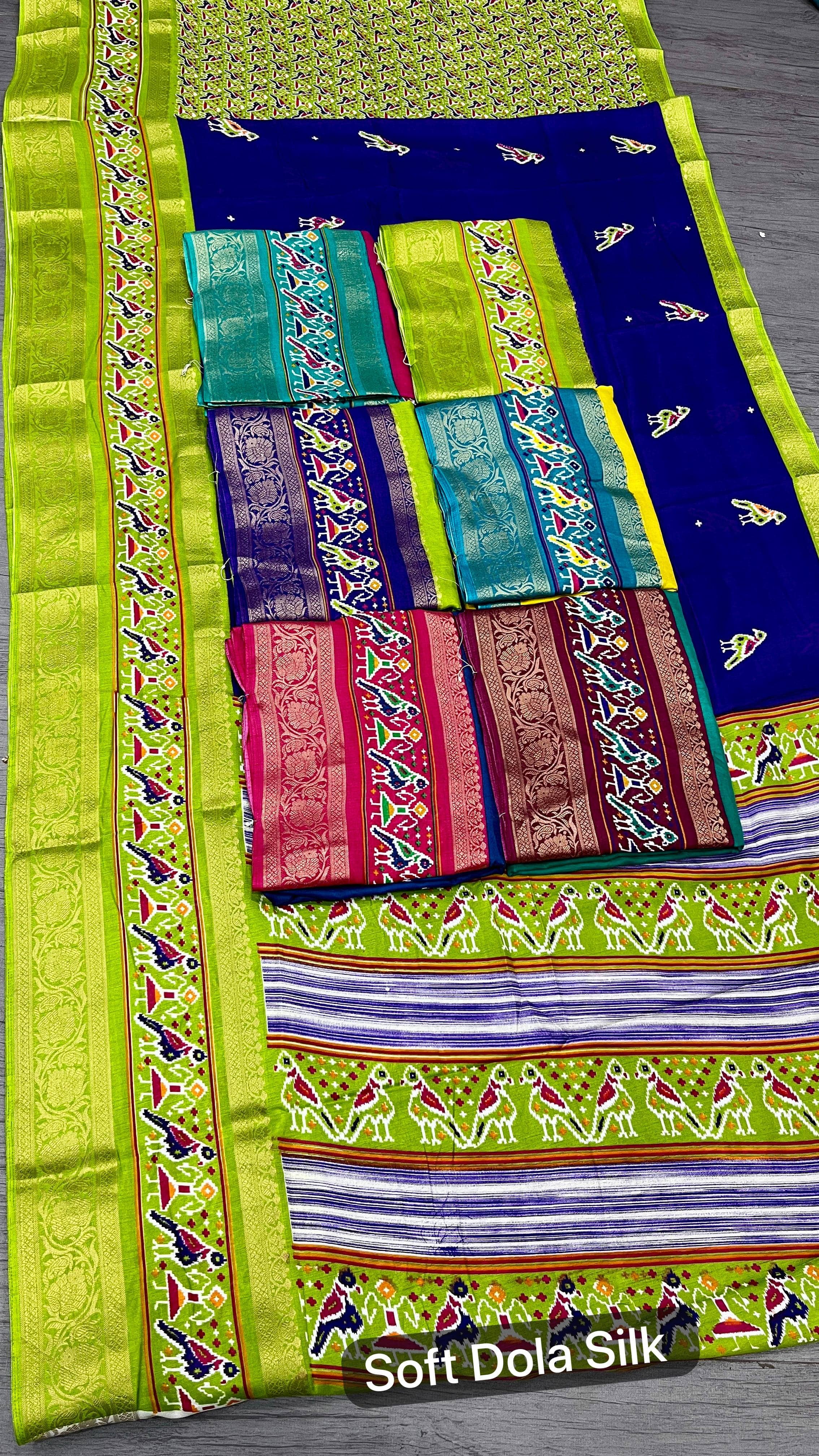 Pure Soft Dola Saree with Patola Print & Jacquard Border – Perfect for Festive & Wedding Wear